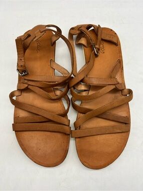 OluKai Po‘iu Women’s Size 9 Brown Leather Gladiator Ankle Strap Sandals